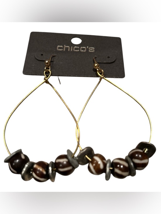 Chico's Jewelry - Chico's Brown Bead Hoop Earrings-new